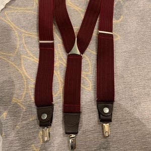 Mens burgundy suspenders.